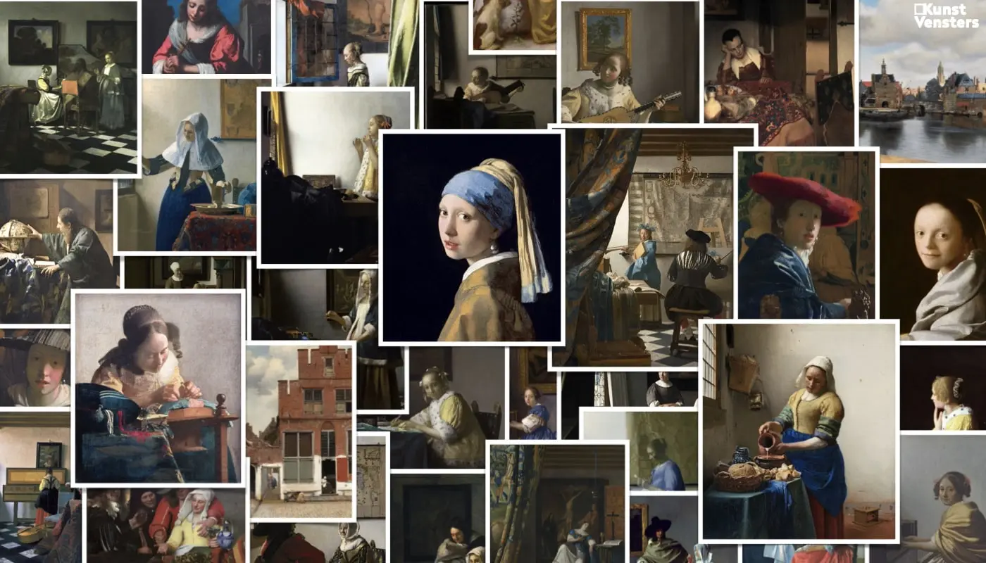 Image displaying multiple artworks by Johannes Vermeer